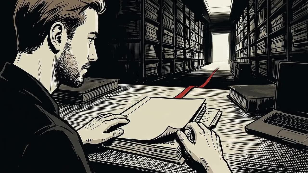 Photogramme du montage d'Astra : la bibliothèque au ruban rouge
