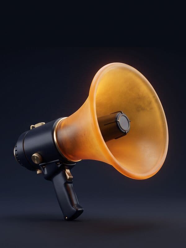 Couverture : un grand mégaphone au pavillon ambre