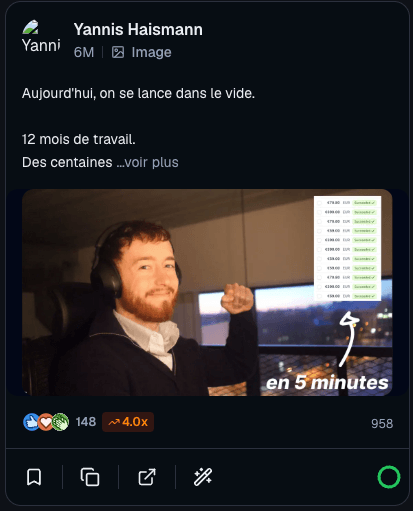 Second post LinkedIn de lancement