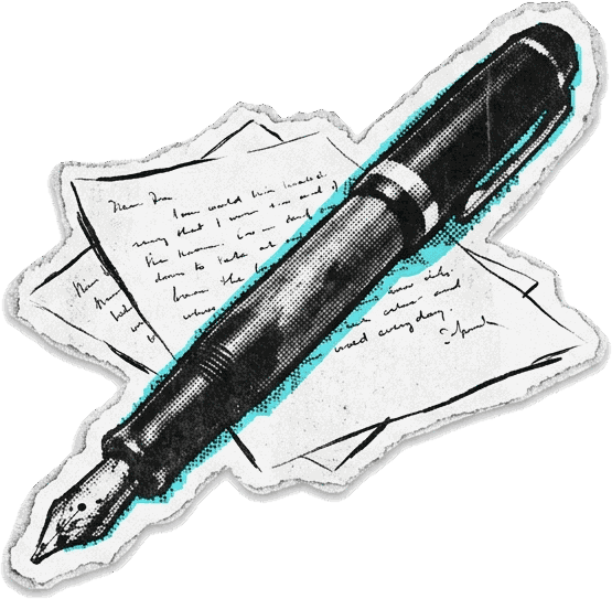Un stylo plume au corps poli par l’usage, posé sur des lettres manuscrites