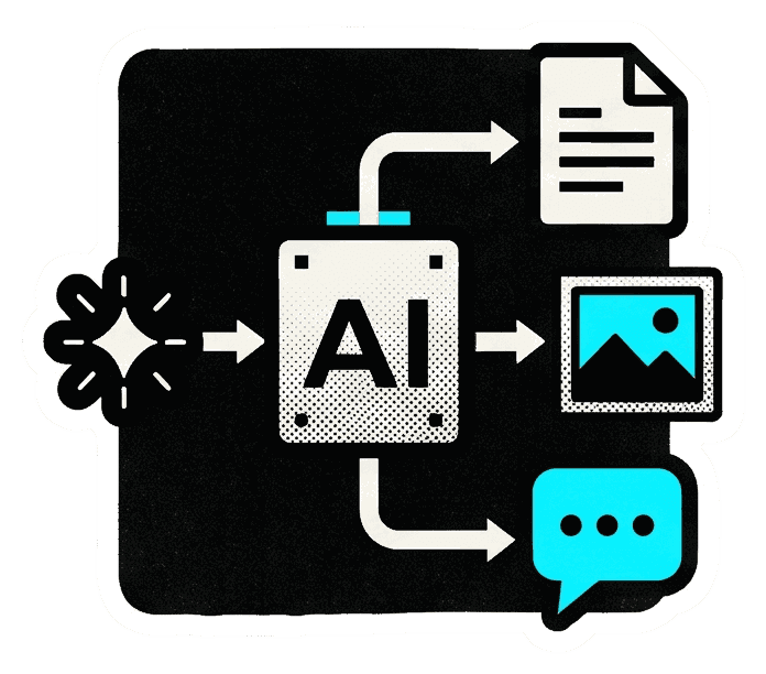 Un moteur produit un document, une image et un message